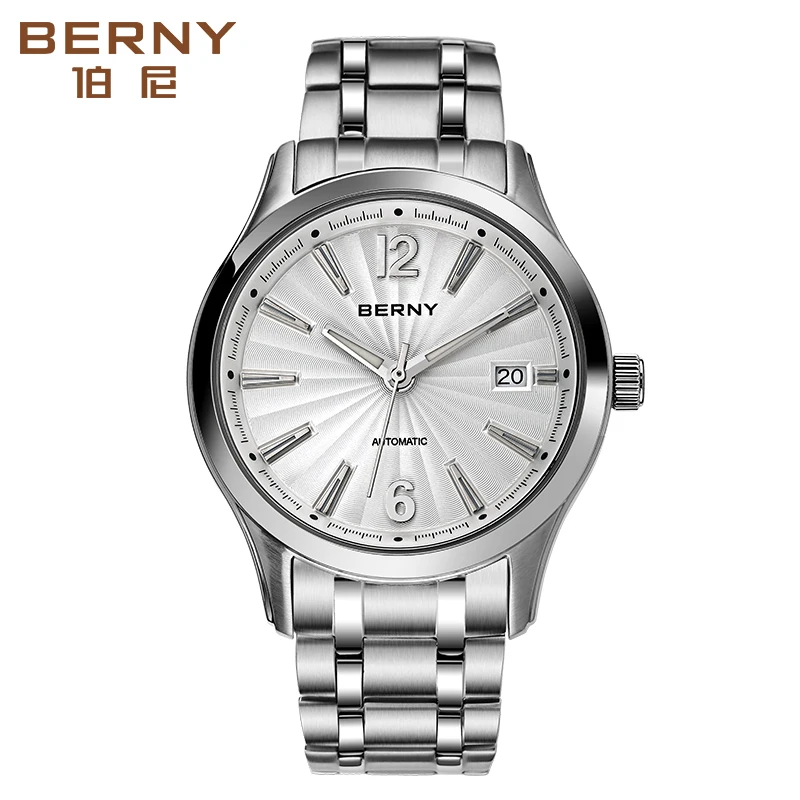 

BERNY Automatic Watch for Men SEIKO NH35 Design SapphireSuper Luminous Male Clock Exhibition Back Cover Mechanical Wristwatch