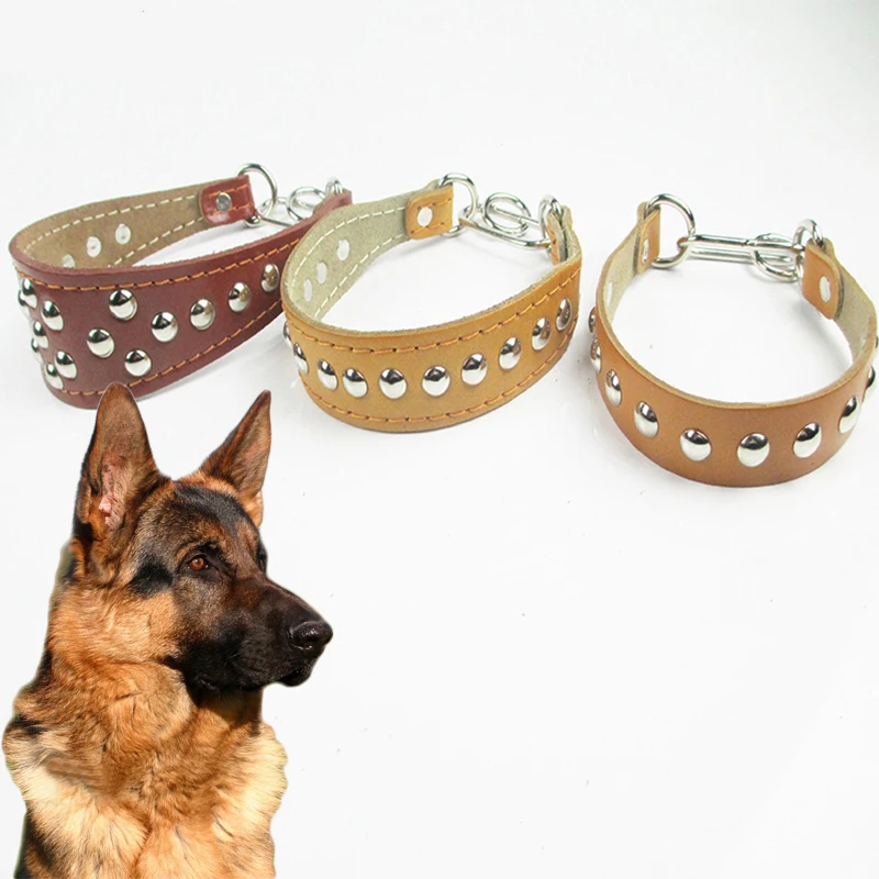

Cow Leather Dog Training Collars Comfortable Durable Mushroom Nails Collar for Large Dogs Personalised Dog Accessories