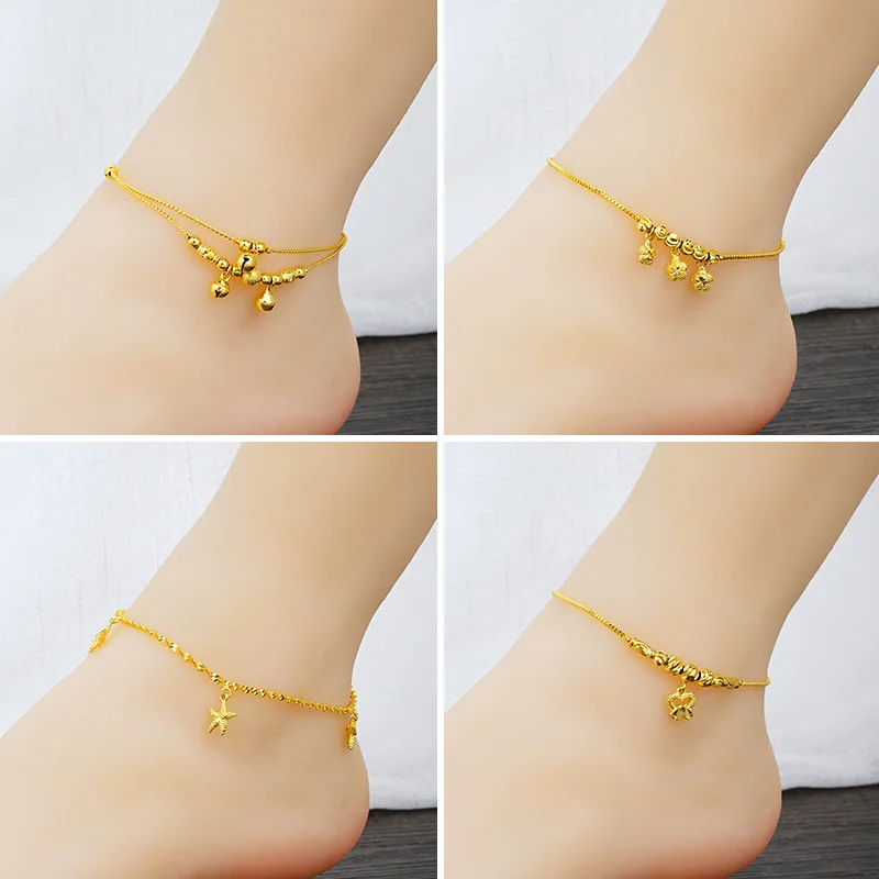 

24K Gold Plated Dainty Ankle Bracelets Handmade Cuban Chain Anklets Personalized Summer Beach Jewelry Gifts for Women Teen Girls