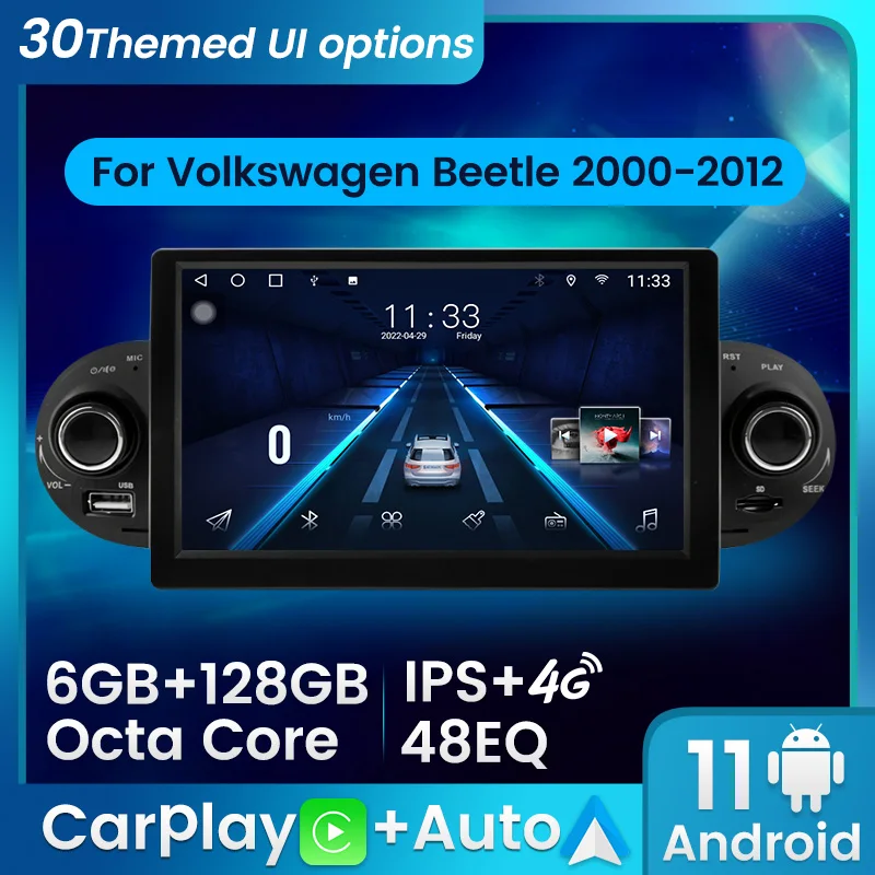 Автомобильный радиоприемник на Android с 7 дюймовым IPS-экраном для VW Volkswagen Beetle 2000-2012