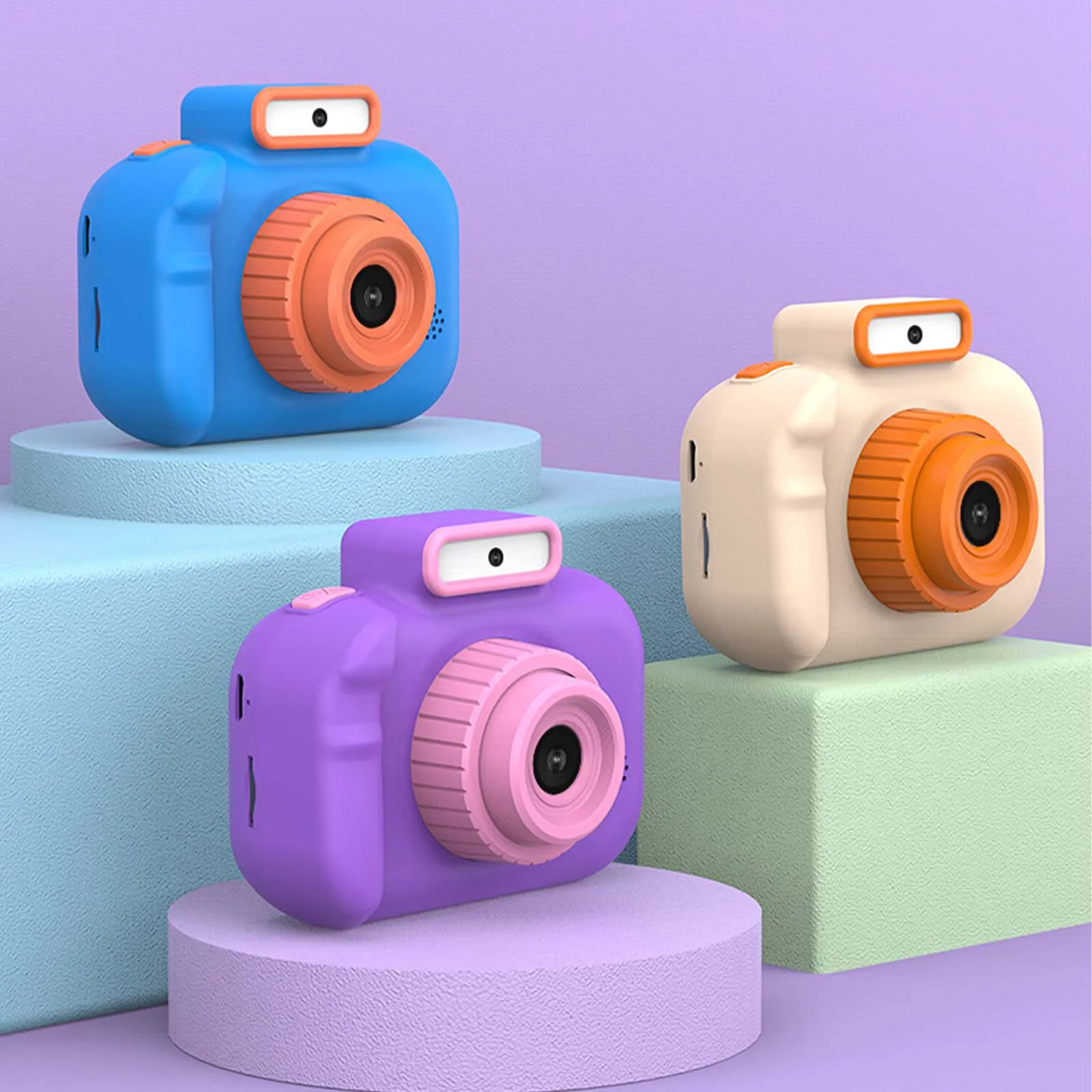 

Цифровая мини-камера для девочек, милый детский фотоаппарат с двумя объективами спереди и сзади, мультяшная детская игрушка, подарок на ден...