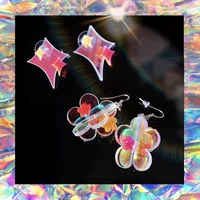 y2k punk acrylic vintage harajuku crystal shine handmade earrings for girls woman laser shiny party gift ins hot