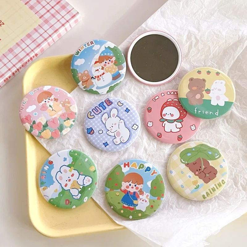

Cute Cartoon Makeup Mirror Pocket Traveling Makeup Mirror Portable Mini Round Mirror Girls Pocket Makeup Mirror