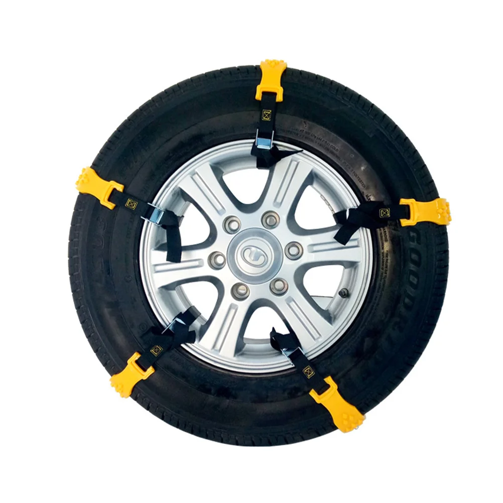 

10Pcs Car Snow Chains Anti Tire Chains Portable Emergency Traction Snow Mud Chains for Snowfield Winter Driving Truck Yellow