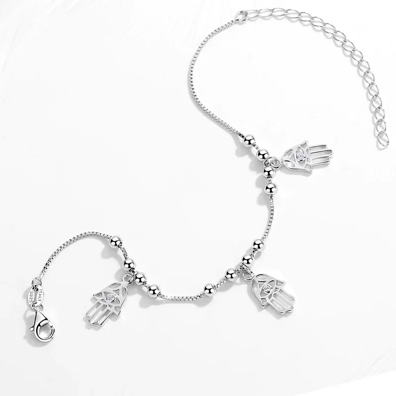 Kaletine Luck Hamsa браслет с бусинами из серебра 925 пробы для женщин подвесками ювелирные