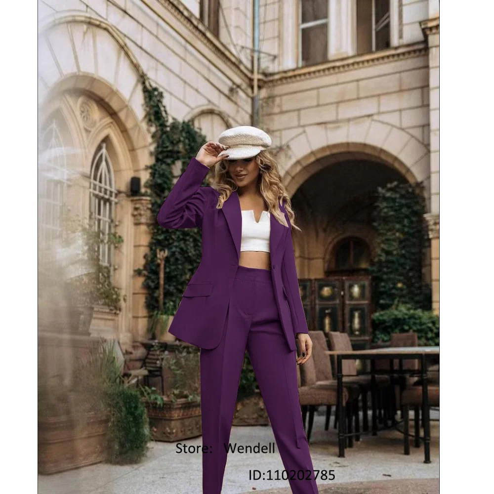 New Women's Suit Slim Fit 1 Button Buckle Collar Custom Wedding Party Dress Jacket + Pants Short Sets of Women 2 Pieces Elegant