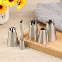 5pcslot big size cream cake icing piping tips russian nozzles rose pastry tips stainless steel fondant cake decorating tools