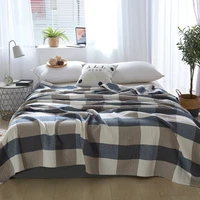 cotton plaid blanket single double soft towel summer blanket for nap breathable gauze blanket for sofa air conditioner blanket