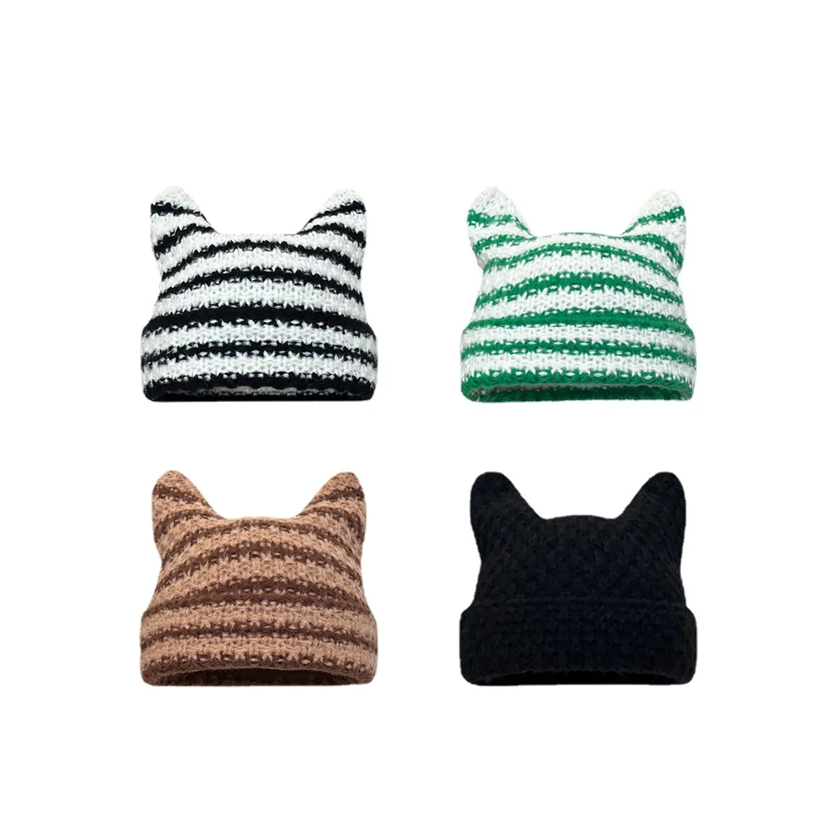 Original Imp Ears Striped Wool Hat Children Autumn Winter Spice Girls Street Shoot Sweet Cool Knit Hat