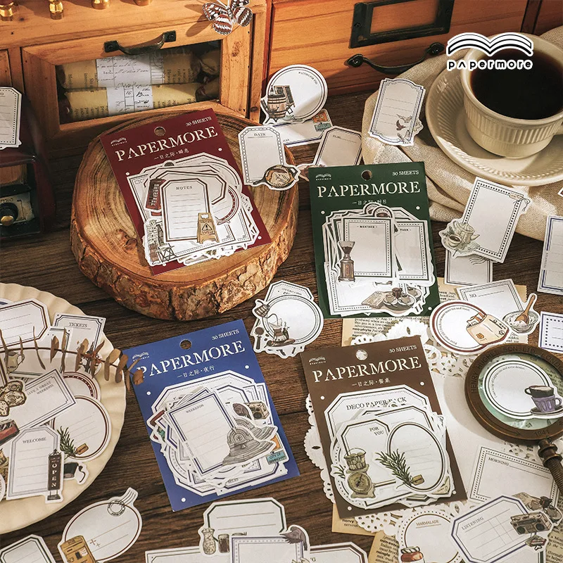 

30pcs/1lot Memo Pads Material Paper One day occasion diary Scrapbooking Cards Junk Journal Background Decoration Paper Notepad