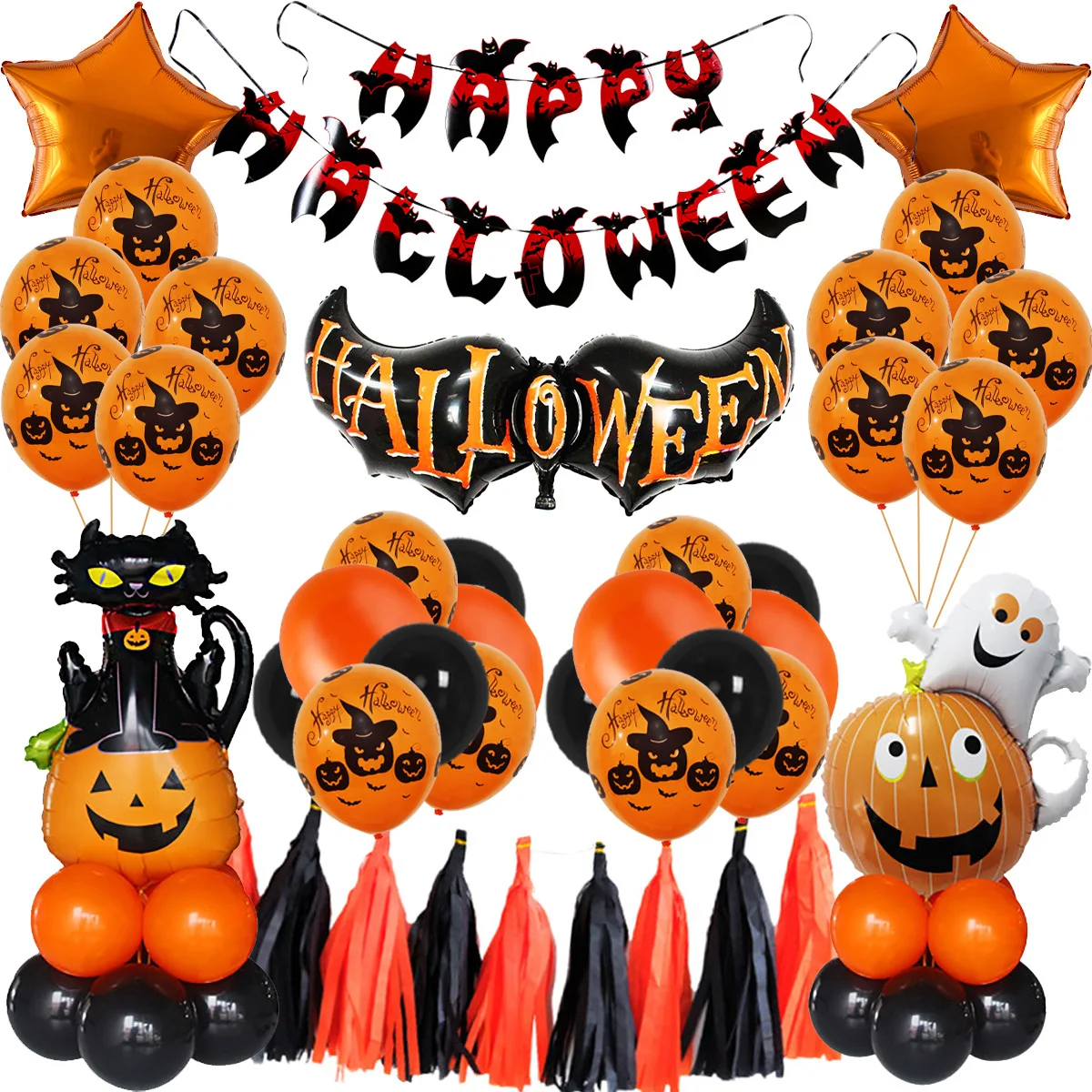 

Halloween balloon suit Pumpkin Ghost Witch Bat Foil Balloons Halloween Party Decoration Hallowmas Black Orange Ballon Supplies