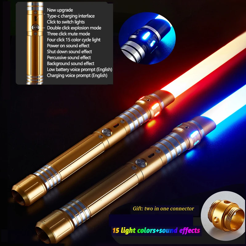 

RGB Lightsaber Metal Hilt Laser Sword Heavy Dueling 7 Color Led Change Cosplay Props Foc Blaster Laser Children Sword Toys Gifts