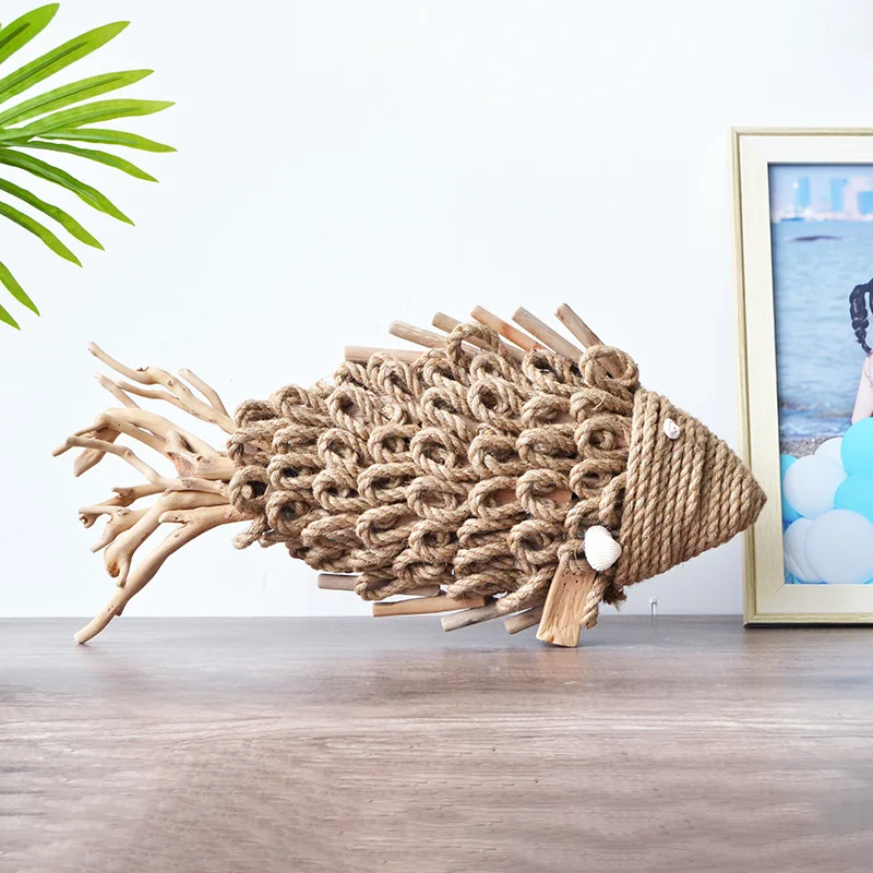 

Hand Woven fish ornaments Restaurant Decoration Living room Home Simple. modern Decoration natural Crafts Creative gifts