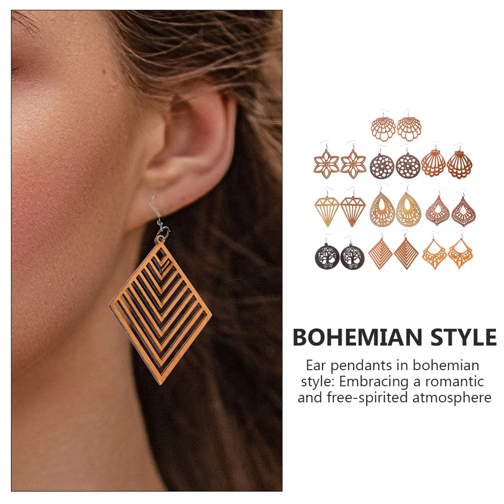 Украшение для ушей преувеличенный африканский узор геометрический ромб