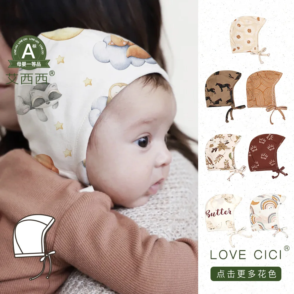 Детская шапка из хлопкового материала милый стиль всесезонная подходит для