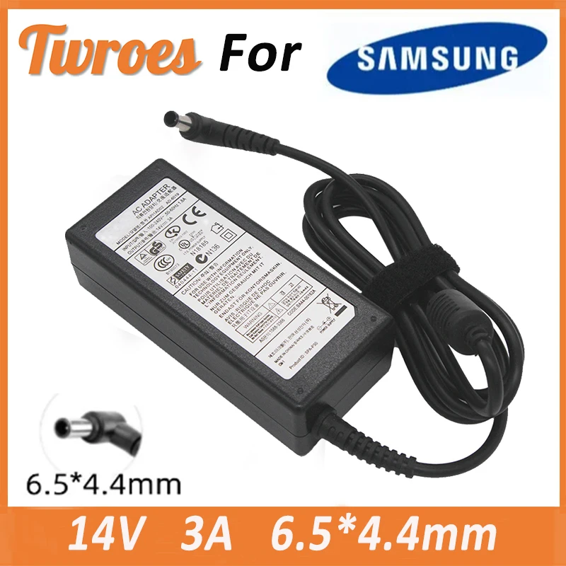 Адаптер для ноутбука 14 В, 3a, 6,5*4,4 мм для ЖК-монитора Samsung BX2235, S22A100N, S19A100N, S22A200B, S22A300B, S23A300B, S19A300B, S20A300B
