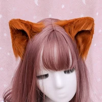simulation animal ear japanese lolita cute side clip plush animal ear headdress hand made hairpin
