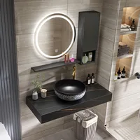 New Chinese-style Slate Bathroom Cabinet Combination Simple with Pattern Smart Mirror Table Basin Washbasin Bathroom Furniture