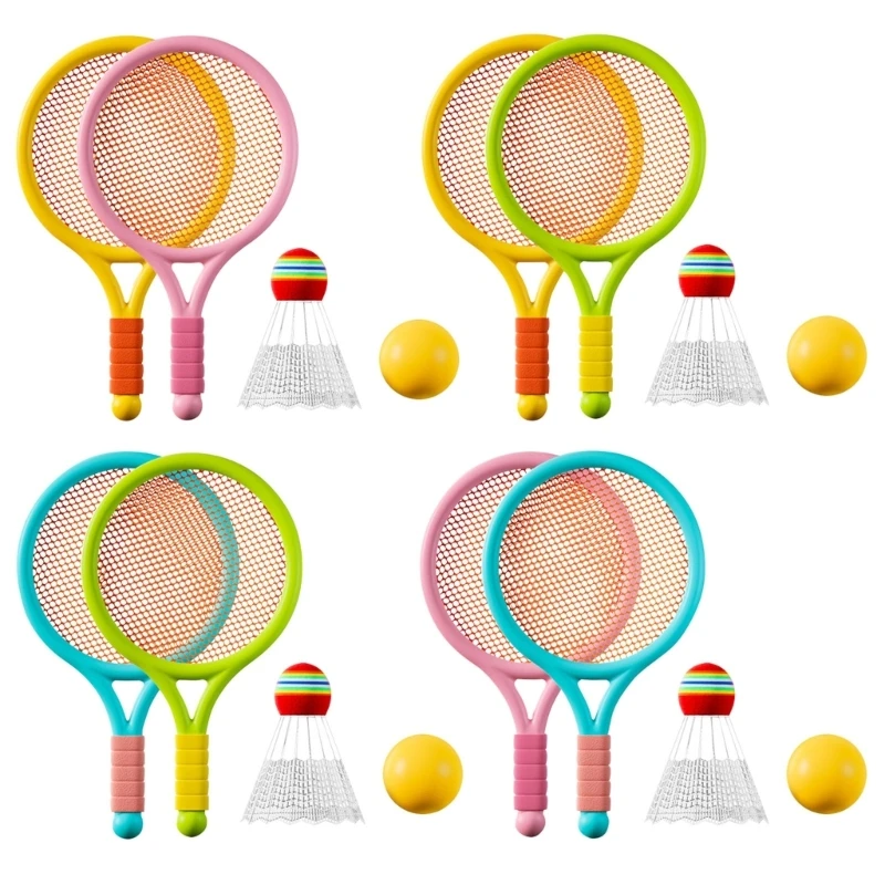 

Детские теннисные ракетки, маленькие ракетки для бадминтона с воланами, мячи для игр на открытом воздухе, Интерактивная спортивная игрушка для родителей и детей