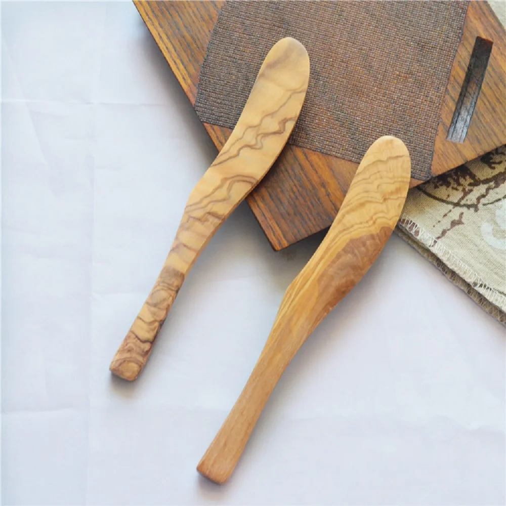 

New Arrival Olivewood Spreader 15PCS/lot Italy Olive Wood Butter Knives Natural Wooden Cheese Spreaders for Jam Bread