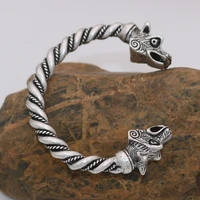 viking wolf bracelet fashion accessories viking vintage jewelry men and women retro wolf head open bangle