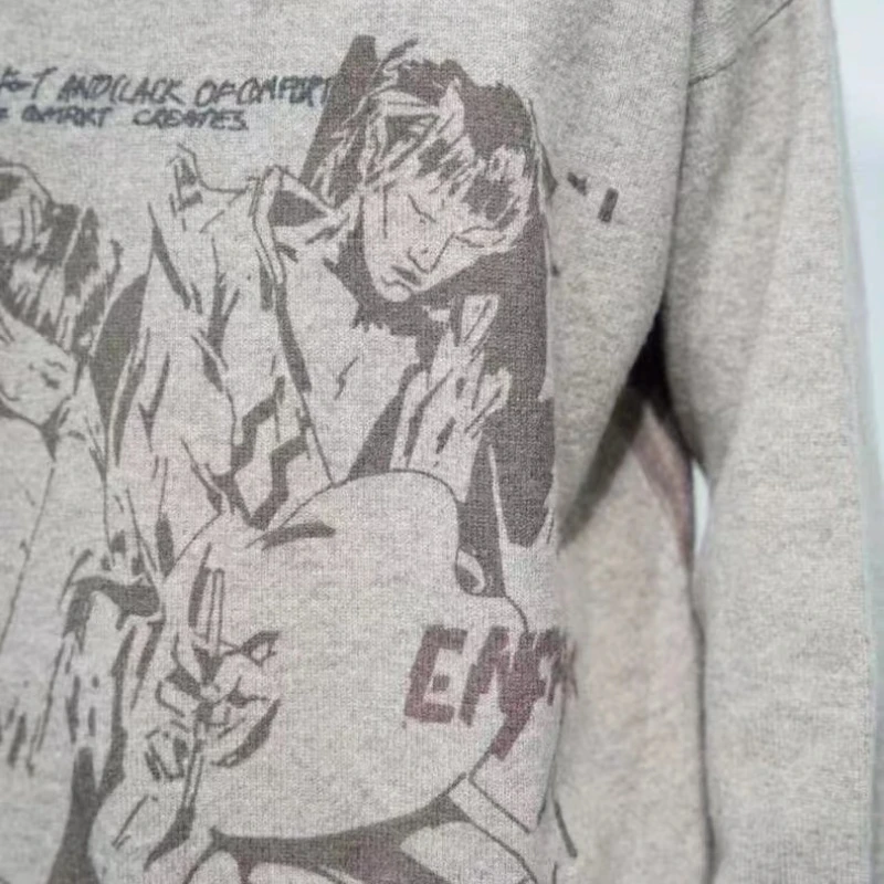 High Street Enfants Riches Deprimes Embrace Girls Pattern Трикотаж Американский Ретро Свободные