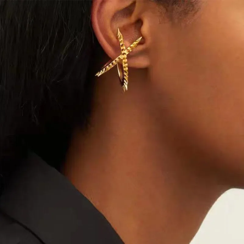 Новые модные простые серьги-клипсы в европейском стиле с позолоченной бронзой