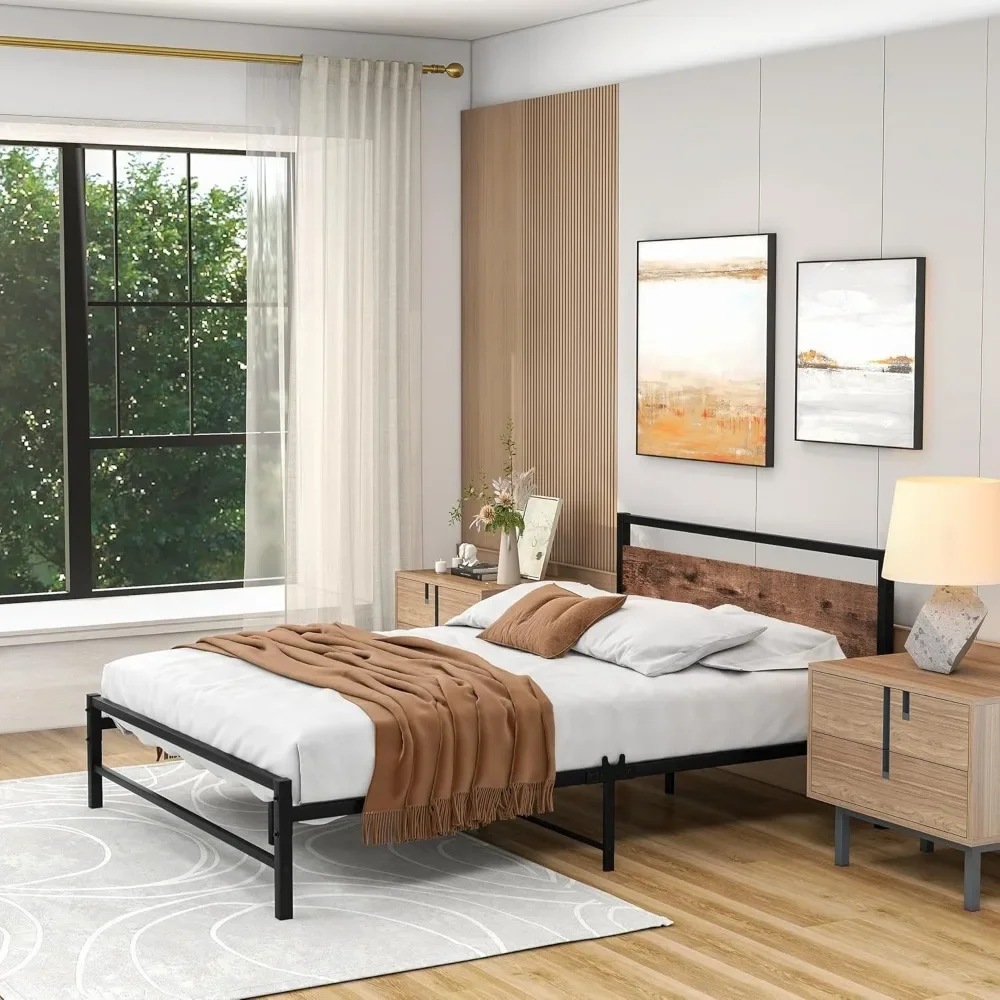 Полноразмерная черная металлическая оправа для кровати в винтажном стиле