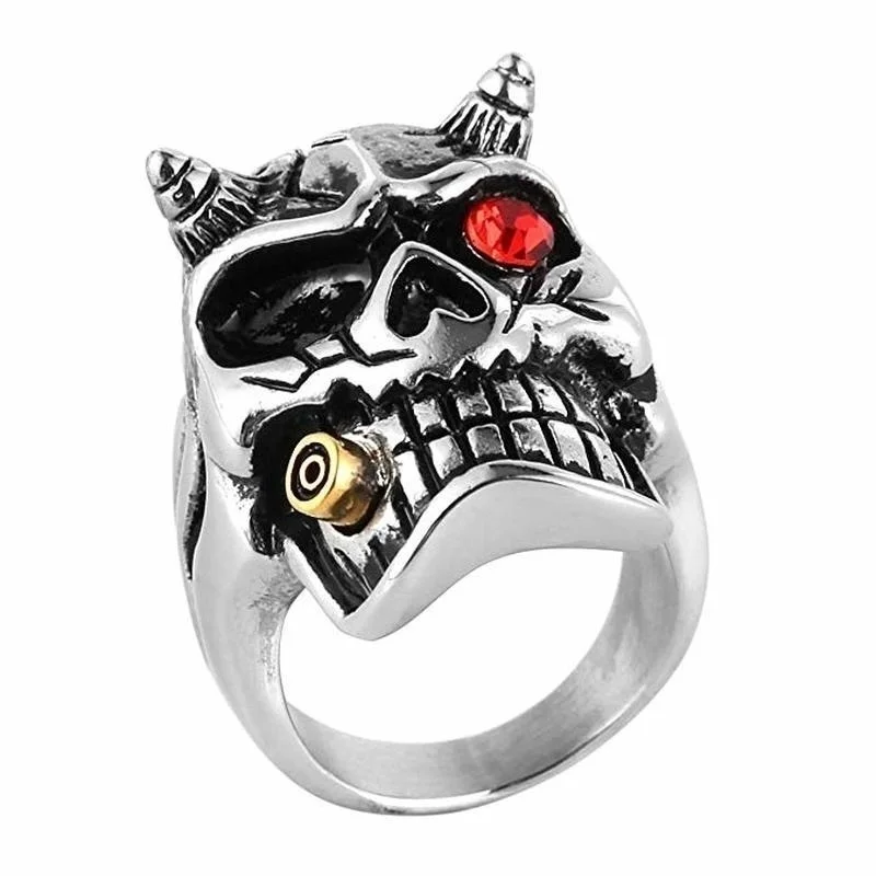 

Devil Baron Shape Inlaid Red Rhinestone Ring for Men Creative Emo Punk Hip Hop Glamour Party Jewelry Accessories Ring Trend