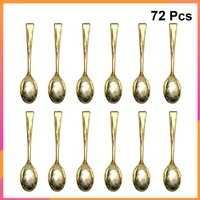 72pcs plastic disposable golden mini spoon set plastic imitate metal flatware for barbecue party picnic