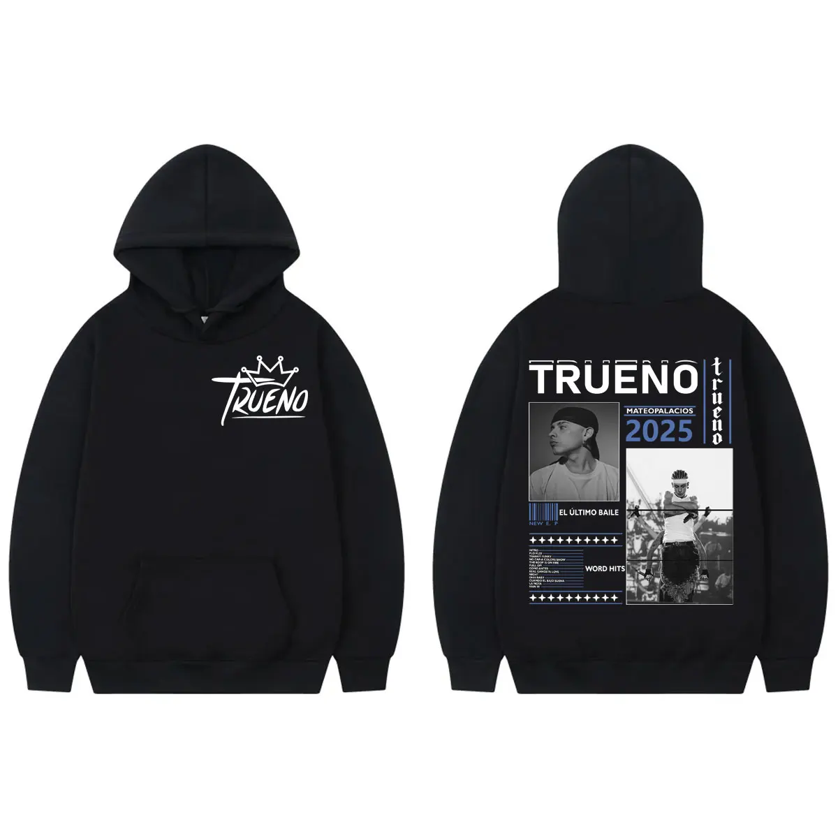 Рэпер Trueno El Ultimo Balie Tour 2025 Толстовка Мужчины Женщины Хип-Хоп Винтажные Пуловеры