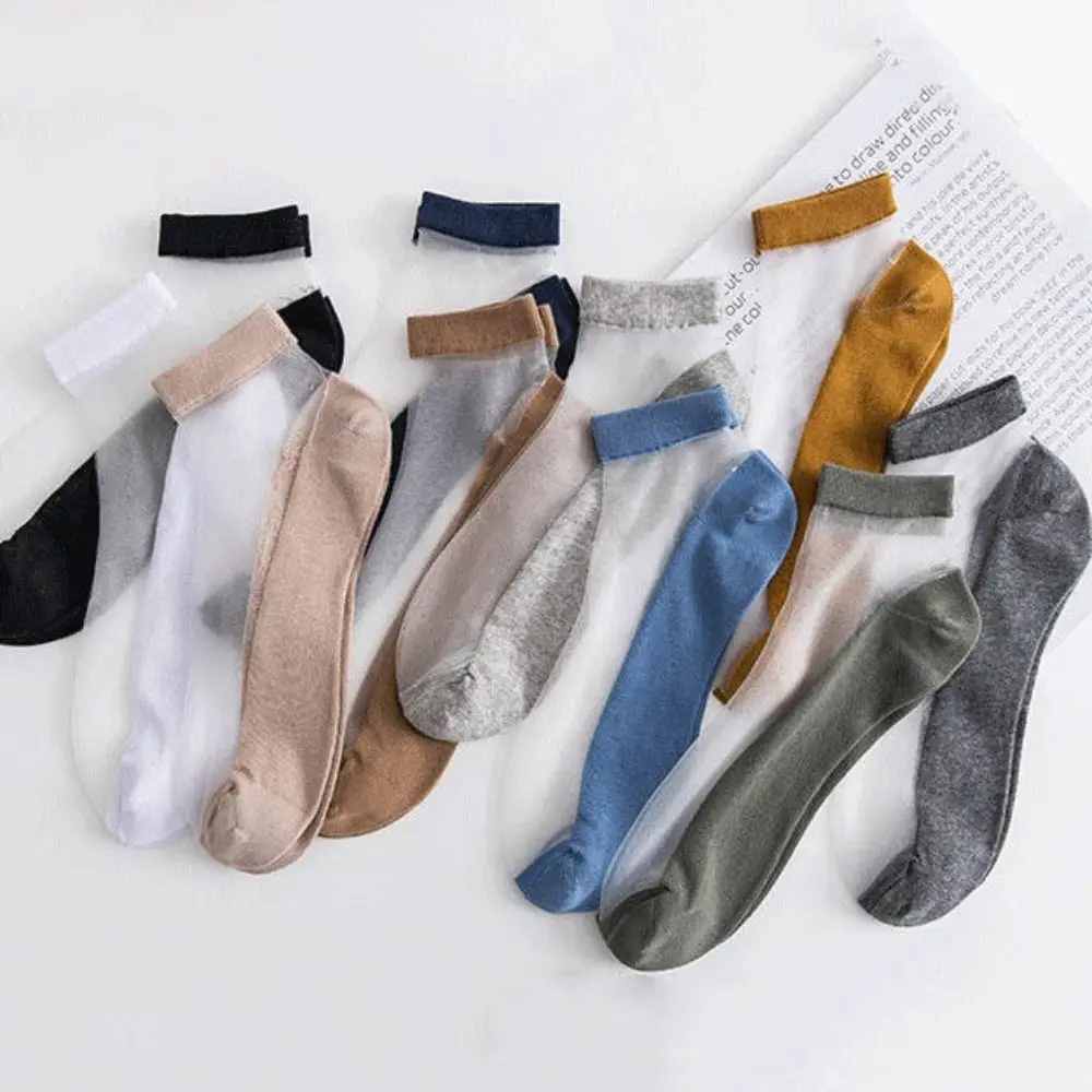

Color Street Slippers Socks Shallow Mouth For Men Invisible For Husbands Men Socks Middle Tube Socks Male Hosiery Silk Socks