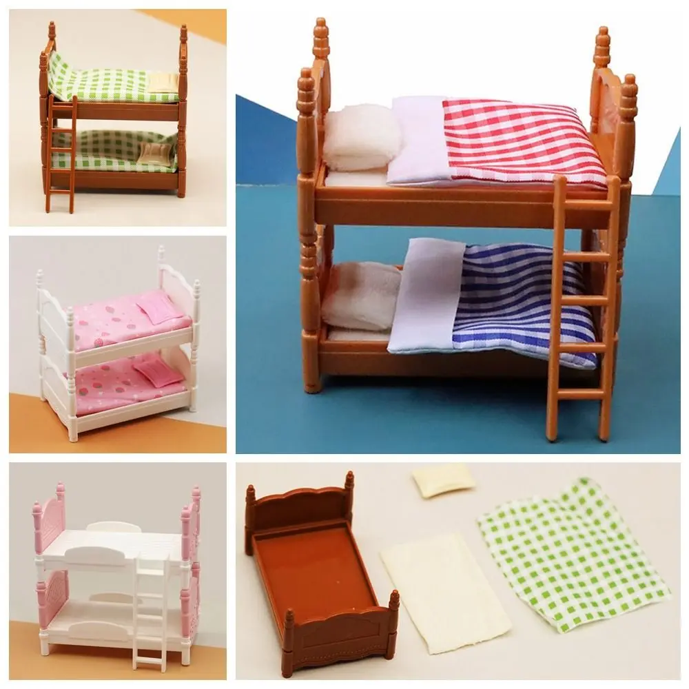 

Многоцветный игровой домик для спальни, миниатюрная мебель, Кукольное общежитие, двухслойная кровать, модель кукольного домика, двухъярусные кровати