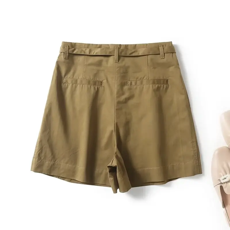 Jenny&Dave Japanese Style With Belt Bermuda Ladies Simple Commuter Cotton Casual shorts Women