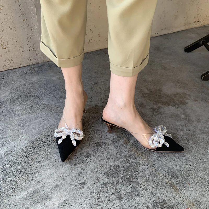 

2023 High Quality Shoes for Women Mules Women's Slippers Sexy Fashion Casual Slippers Women Crystal Butterfly-knot Shoes Female