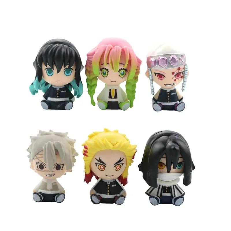 

6pcs/set Kimetsu No Yaiba Figure Demon Slayer Figurine PVC Model Toys Rengoku Kyoujurou Uzui Tengen Tokitou Muichirou Figures