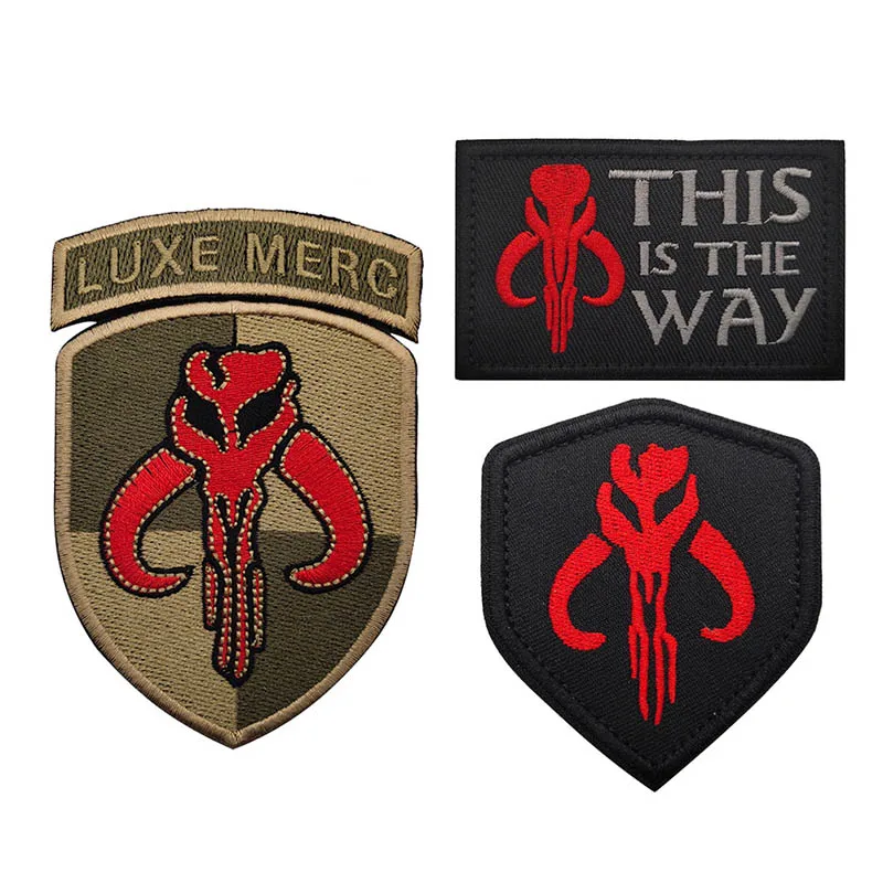 

Disney Star Wars Embroidered Fastener Patch Bounty Hunter Luxe Merc Hook and Loop Stickers This is the Way Tactical Morale Badge