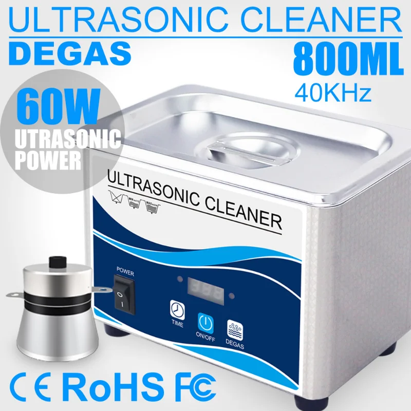 

Heater Ultrasonic 800ml Cleaner 60w Timer Adjustable Tools Degas Household Dental Washer Digital Bath Ultrasound Stainless
