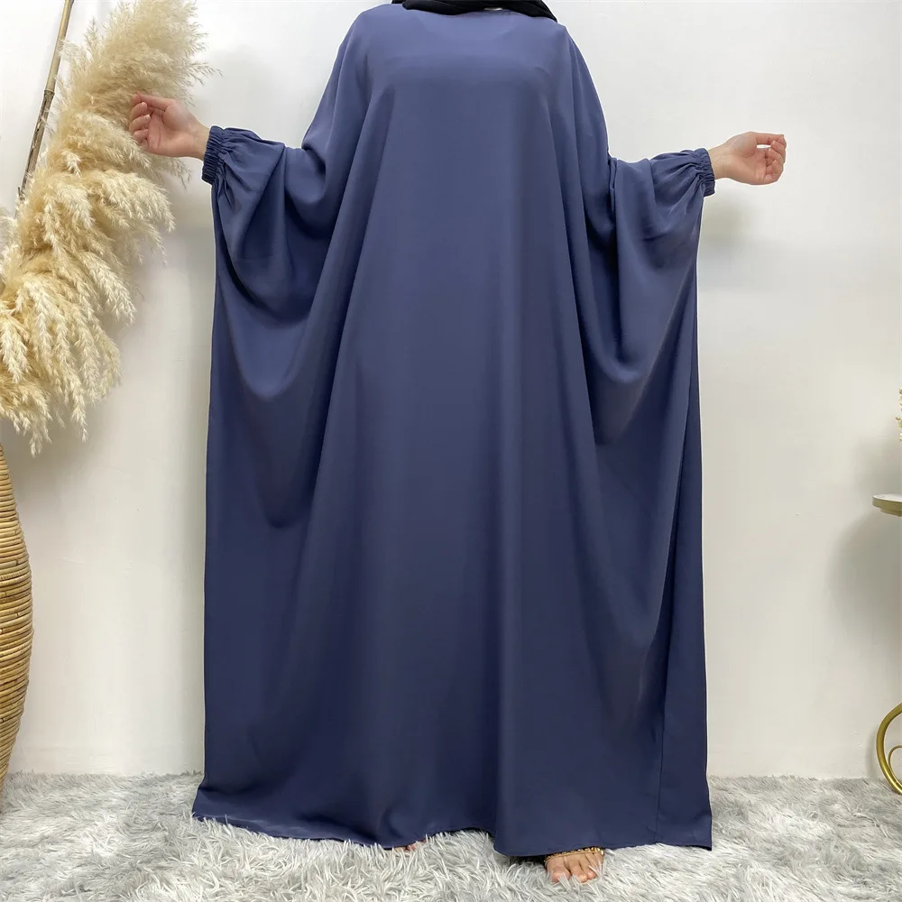 

Wepbel Pure Robe Caftan Solid Color Loose Islamic Clothing Dubai Hijab Abaya Women Batwing Long Sleeve Ramadan Abaya Kaftan