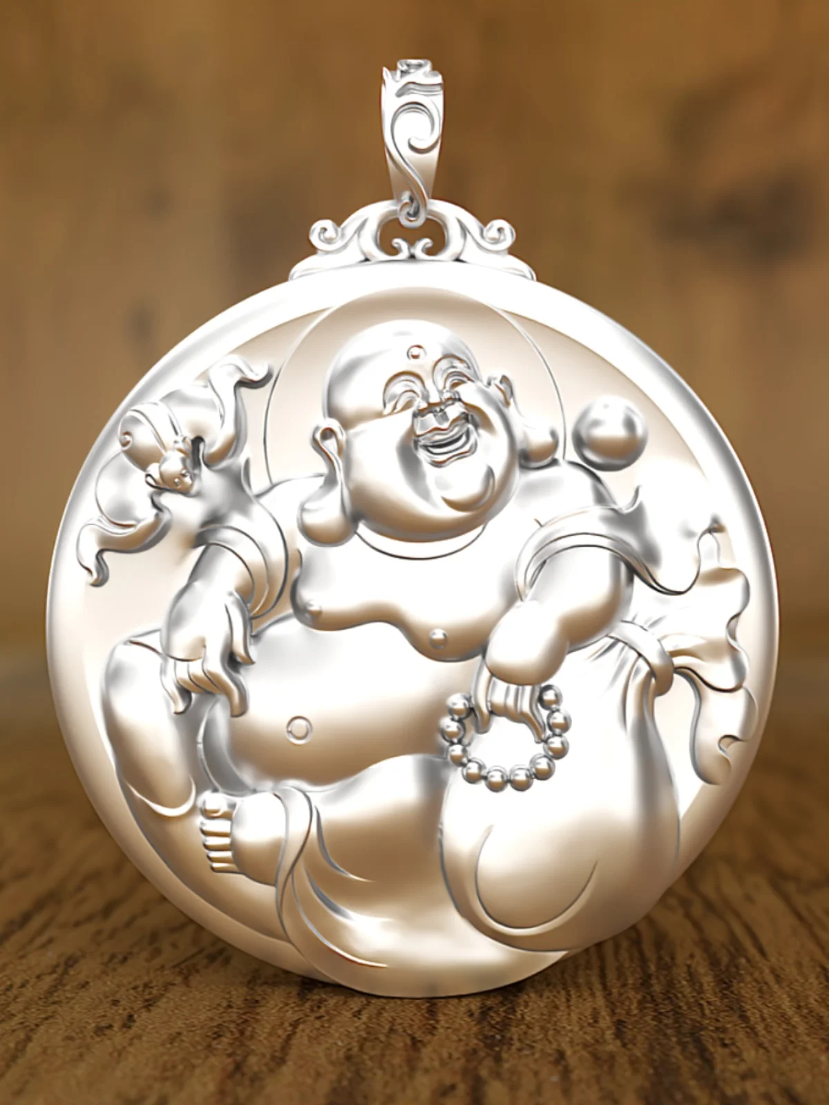 99 однотонный кулон из чистого серебра с улыбающимся ртом Будда Майтрейи Гуанн