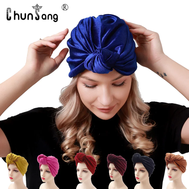 

New Velvet Bonnet Soft Headwrap Turban Headbands for Women Caps Hat Beanie Scarf Turban Head Wrap Knitted Cap Hair Accessories