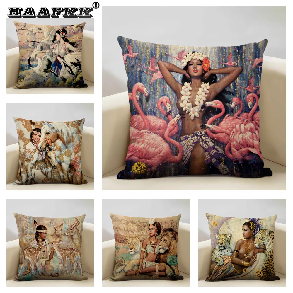 Винтажный Африканский индийский сексуальный женский чехол для подушки с