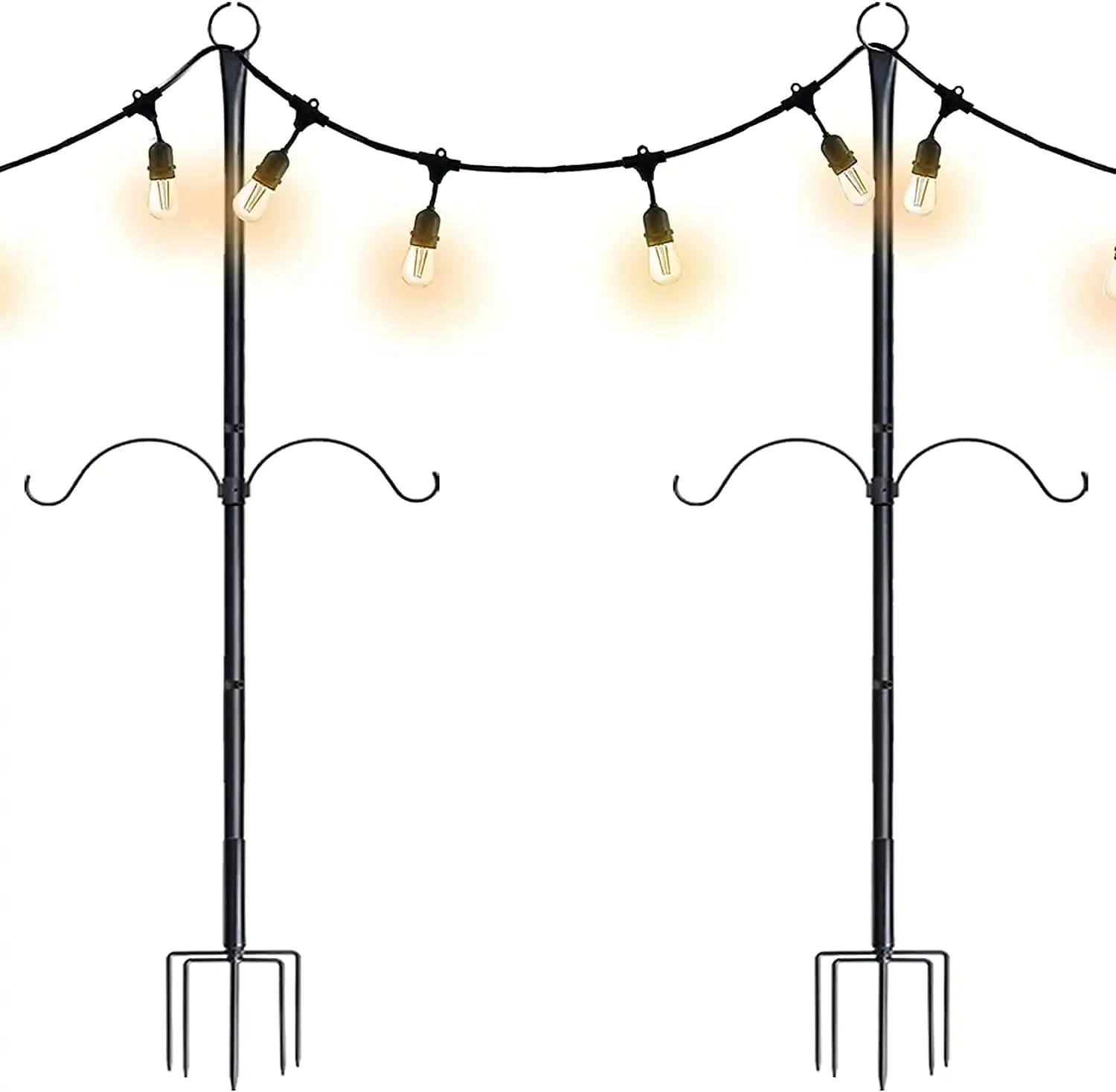 

HMTX Outdoor String Light Poles 8.6FT Tall Patio Lighting Stand with Hooks Sturdy Metal Post to Hanging String Lights - for Out