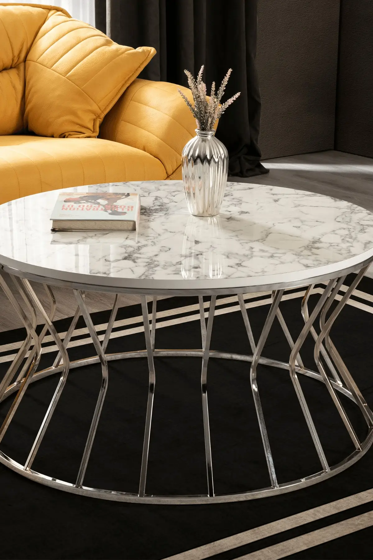 

Roman Chrome Metal Legs, Marble Pattern Mdf'li Medium coffee table coffee tables table basse furniture living room table