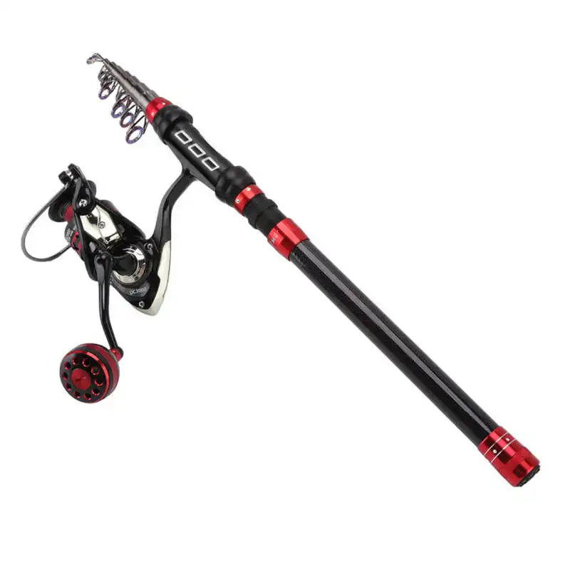 Lure Fishing Baits Portable Carbon Ideal Gifting Fishing Rod and Reel Combo Set Retractable with Fishing Line for Freshwater