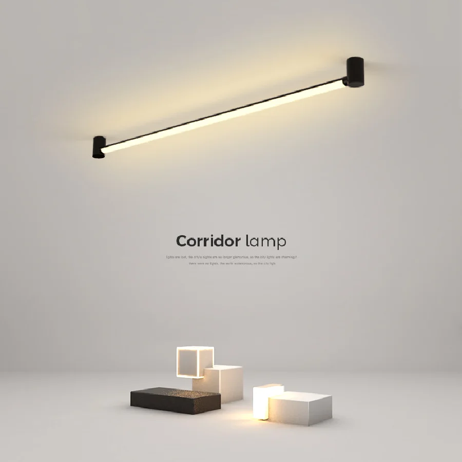 

Surface mounted linear light simple long room with led light bar indoor wall light living room dining room ceiling light black