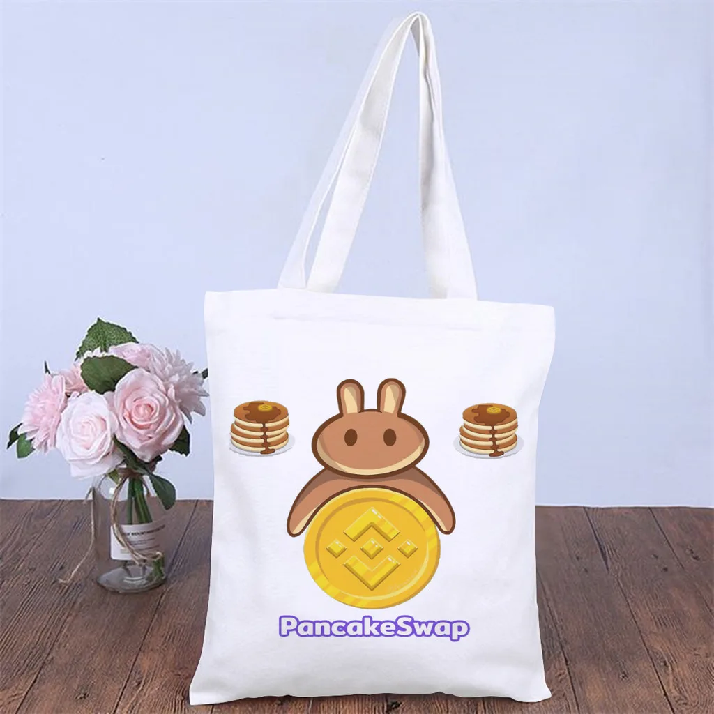 

Swap BunnyHandbag Apeswap Pancake Shoulder Canvas Bag Men Women Storage Pocket Double Print Shopper HandBag Large Pouch Tote Bag