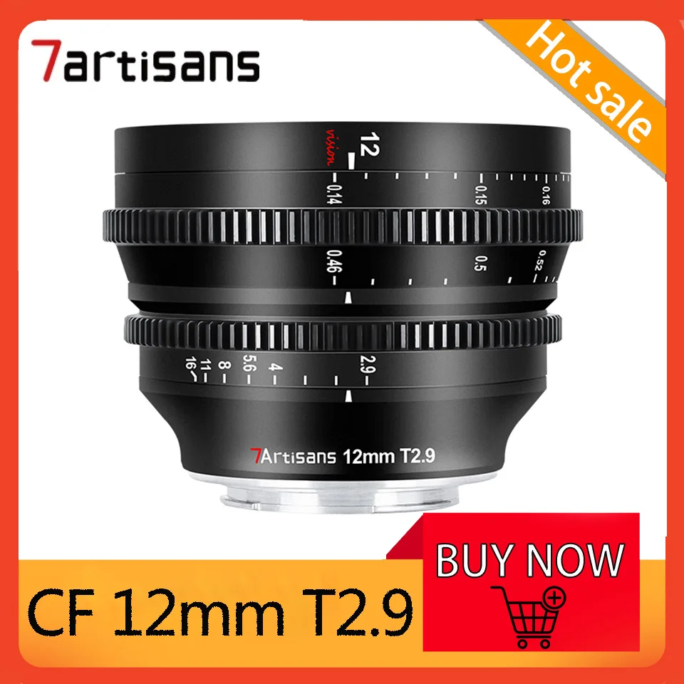 

7Artisans CF 12mm T2.9 APS-C Ultra Wide Angle Camera Photography Cine Lens for Sony E Micro 4/3 Fuji FX Canon RF Sigma L Mount