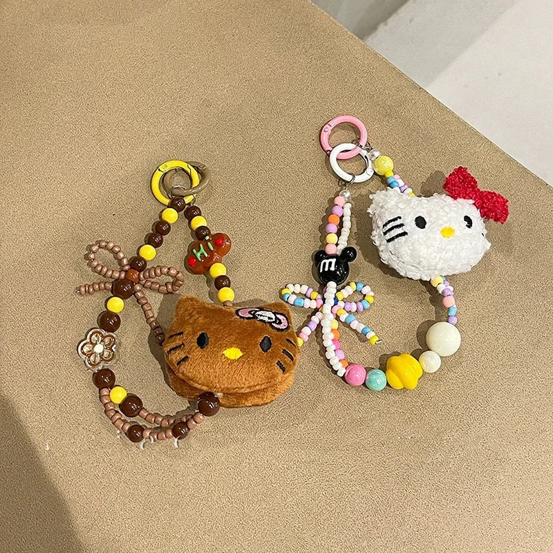 Милый мультяшный брелок Sanrio с красочными бусинами Гавайский Хелло Китти