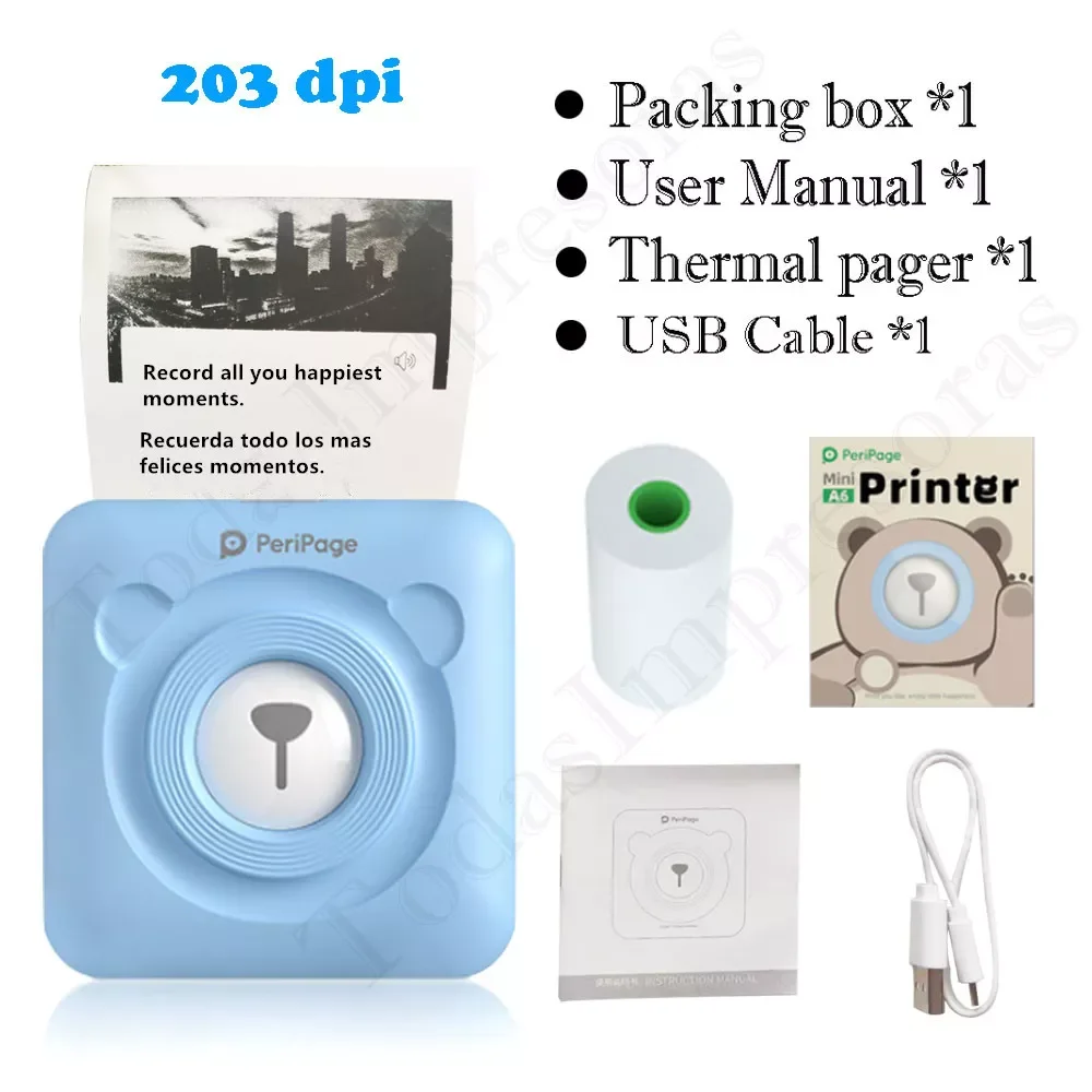 

PeriPage Red Ink-free Portable Thermal Photo Printer Mini Label Printer Mobile Android iOS Phone 2'' Pocket Bluetooth A6